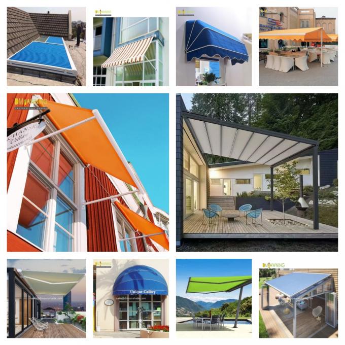 custom-color RAL7016 waterproof retractable awning for café