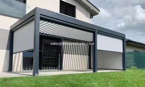 Buiten Intelligente Verstelbare Tuin Pergola Aluminium Met Waterdichte Zip Blinds